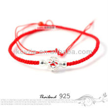 Мода дешевые серебряные украшения красный плетеные веревки браслет